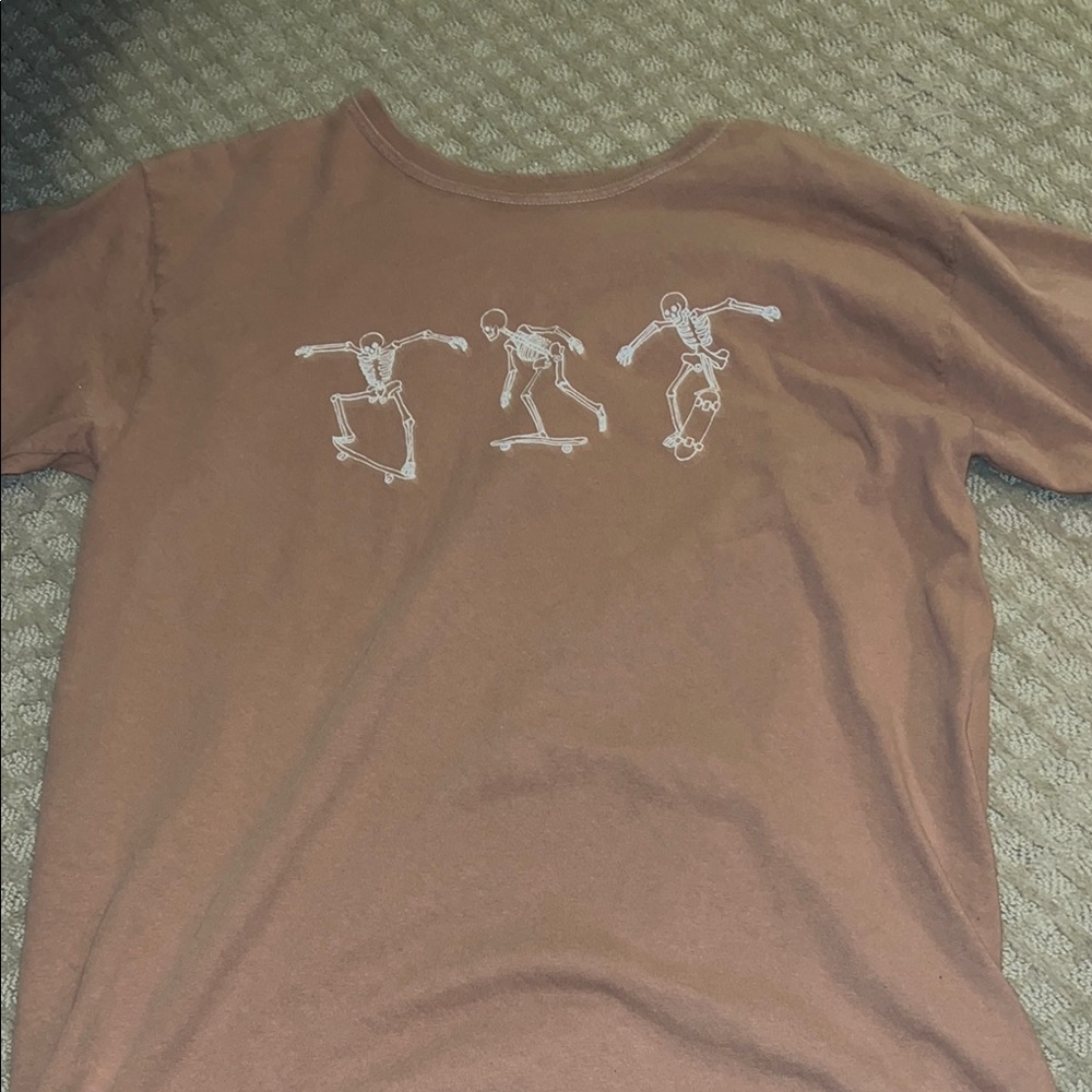 Tilly's Brown Skeleton Skateboard Tee